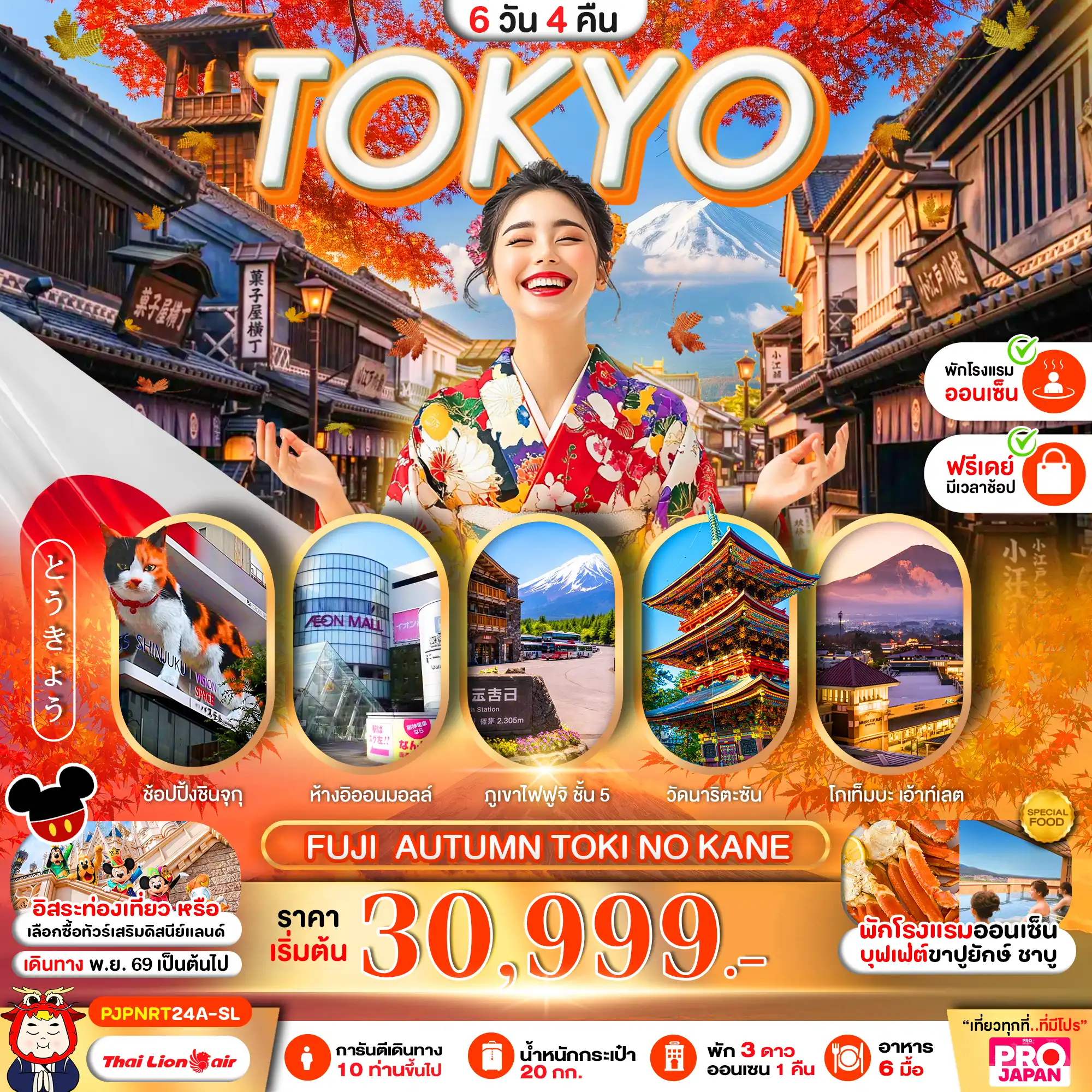 ทัวร์ญี่ปุ่น TOKYO FUJI AUTUMN TOKI NO KANE FREE DAY 6วัน 4คืน